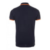 SOL'S Men's French Navy/Neon Orange Pasadena Tipped Cotton Pique Polo Shirt