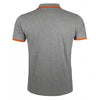 SOL'S Men's Grey Marl/Orange Pasadena Tipped Cotton Pique Polo Shirt