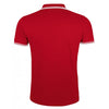 SOL'S Men's Red/White Pasadena Tipped Cotton Pique Polo Shirt