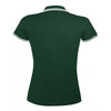 SOL'S Women's Forest/White Pasadena Tipped Cotton Pique Polo Shirt