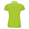 SOL'S Women's Lime/White Pasadena Tipped Cotton Pique Polo Shirt