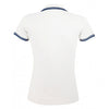 SOL'S Women's White/Navy Pasadena Tipped Cotton Pique Polo Shirt