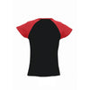 SOL'S Women's Black/Red Milky Contrast Baseball T-Shirt