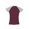 SOL'S Women's Burgundy/Grey Marl Milky Contrast Baseball T-Shirt