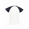 SOL'S Women's White/Navy Milky Contrast Baseball T-Shirt