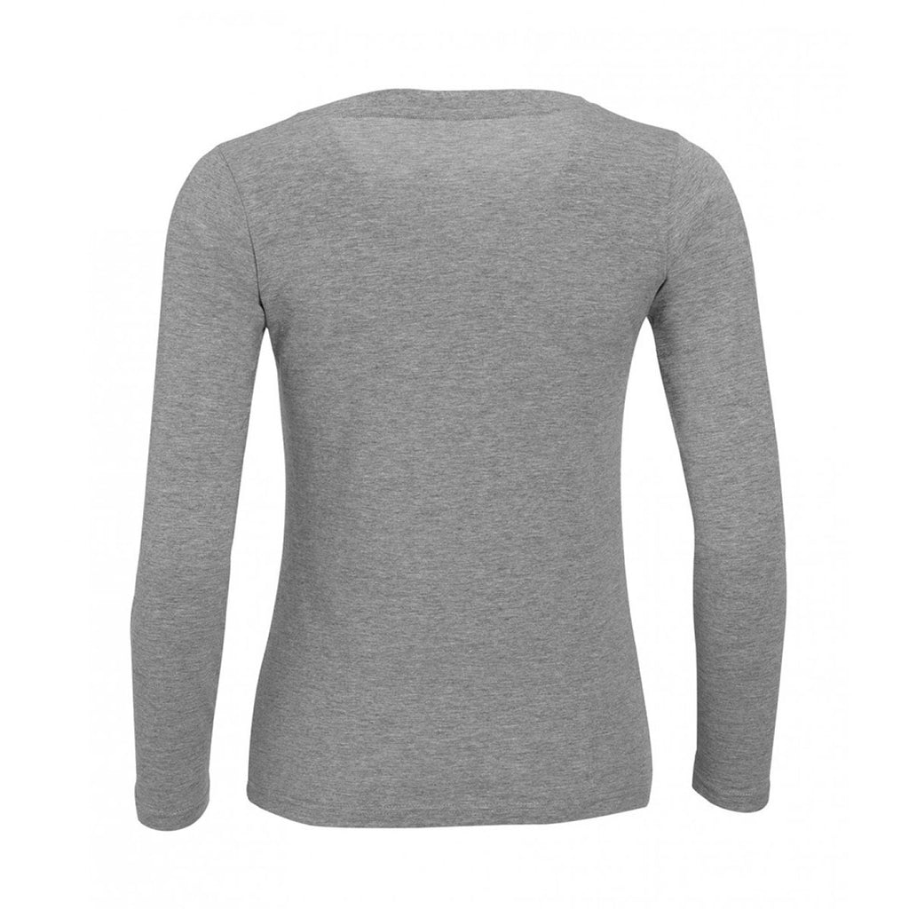 SOL'S Women's Grey Marl Majestic Long Sleeve T-Shirt