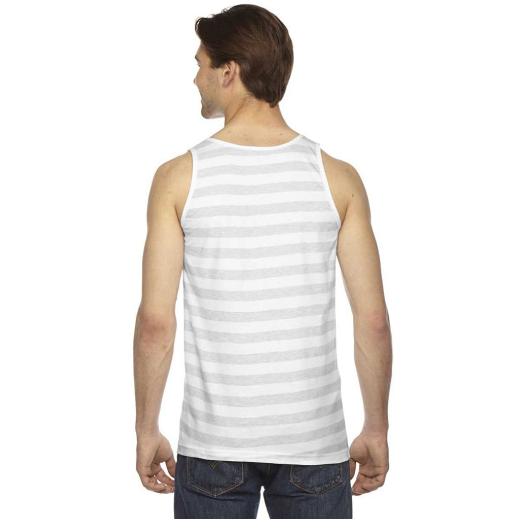 American Apparel Men's Ash White Stripe Fine Jersey Tank