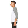 Bella + Canvas Unisex White/Deep Heather 3/4 Sleeve Baseball T-Shirt