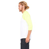 Bella + Canvas Unisex White/Neon Yellow 3/4 Sleeve Baseball T-Shirt