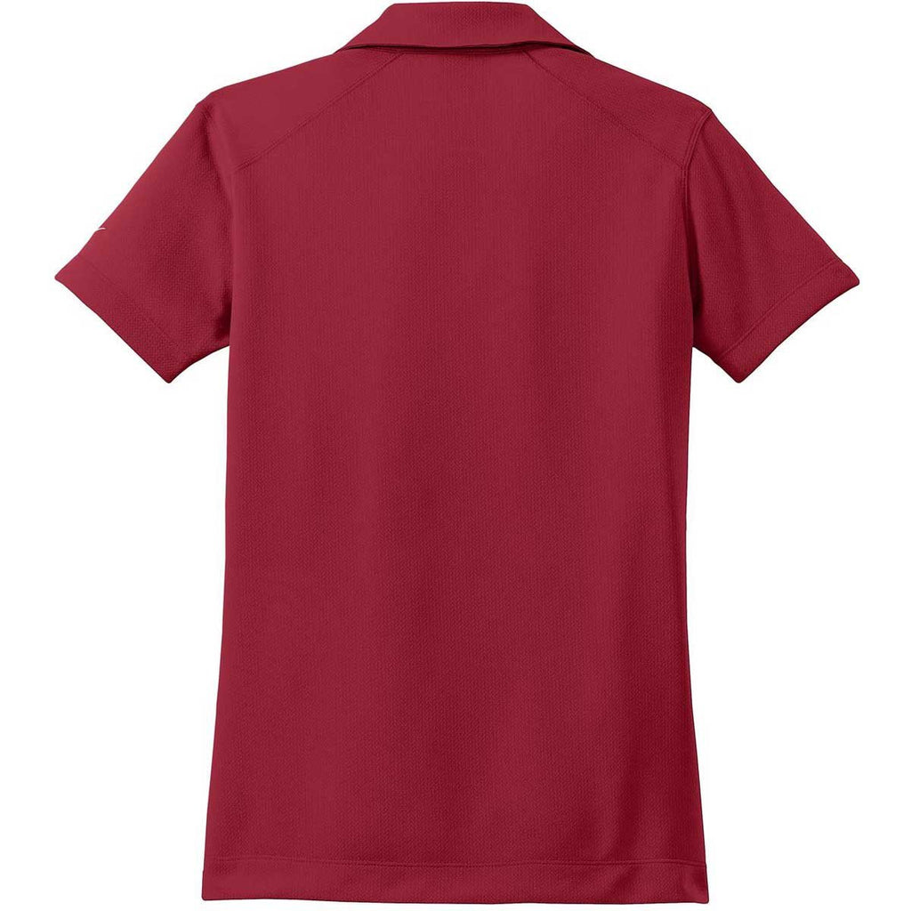 Nike Women's Red Dri-FIT S/S Pebble Texture Polo