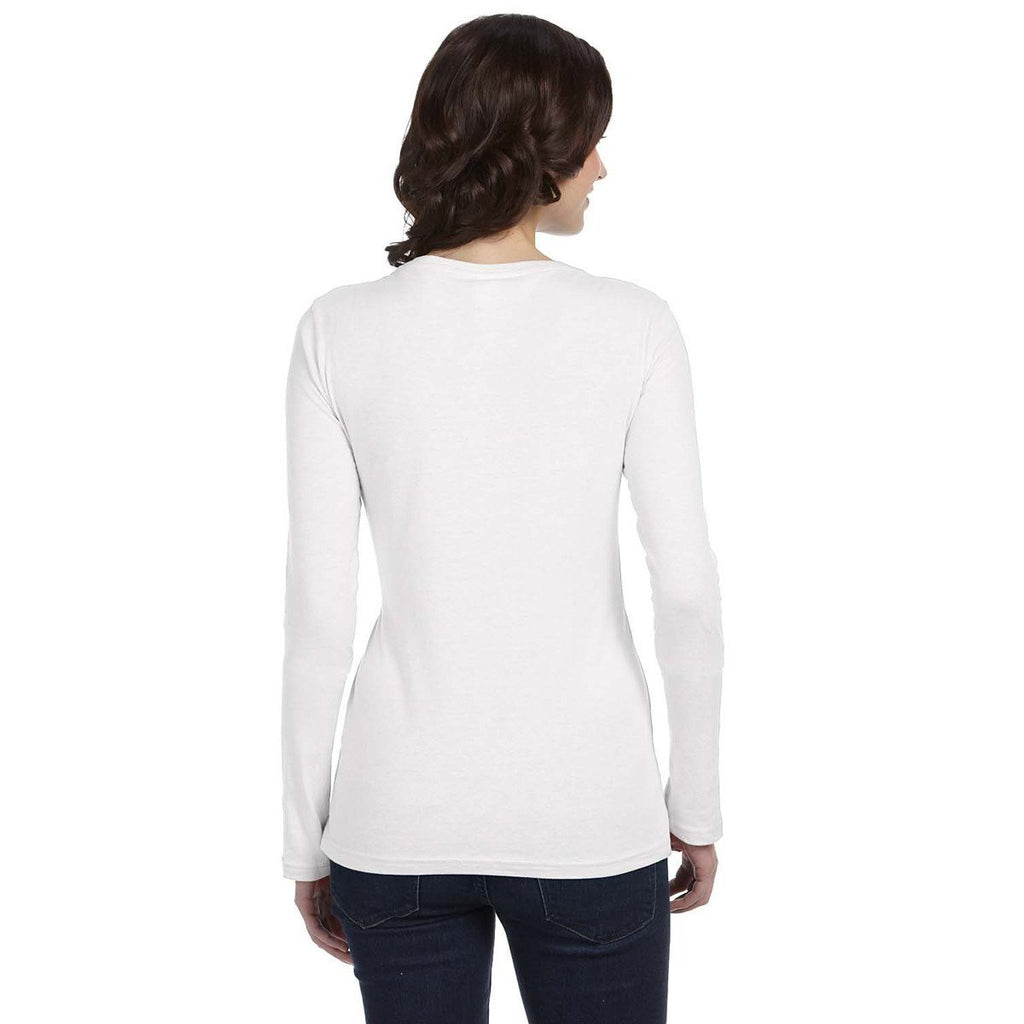 Anvil Women's White Ringspun Sheer Long-Sleeve Featherweight T-Shirt