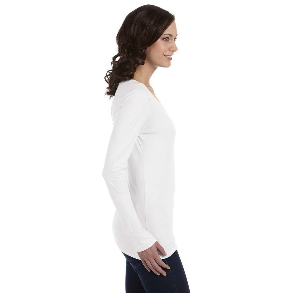 Anvil Women's White Ringspun Sheer Long-Sleeve Featherweight T-Shirt