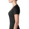 Next Level Women's Black Burnout Deep V Tee
