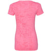Next Level Women's Neon Pink Burnout Deep V Tee