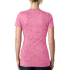 Next Level Women's Neon Pink Burnout Deep V Tee