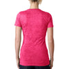 Next Level Women's Shocking Pink Burnout Deep V Tee