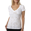 Next Level Women's White Burnout Deep V Tee