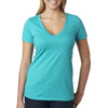 Next Level Women's Tahiti Blue CVC Deep V Tee
