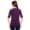 Anvil Women's Heather Aubergine Triblend Deep Scoop Half-Sleeve T-Shirt