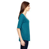 Anvil Women's Heather Galapagos Blue Triblend Deep Scoop Half-Sleeve T-Shirt