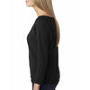 Next Level Women's Black Terry Raw-Edge 3/4-Sleeve Raglan Tee