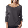 Next Level Women's Dark Grey Terry Raw-Edge 3/4-Sleeve Raglan Tee