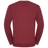 Russell Collection Men's Cranberry Cotton Acrylic V Neck Sweater