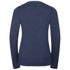 Russell Collection Women's Denim Marl Cotton Acrylic V Neck Cardigan