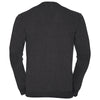 Russell Collection Men's Charcoal Marl Cotton Acrylic V Neck Cardigan