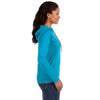 Anvil Women's Caribbean Blue/Dark Grey Long-Sleeve Hooded T-Shirt