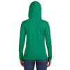 Anvil Women's Heather Green/Neon Yellow Long-Sleeve Hooded T-Shirt