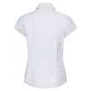 Russell Collection Women's White Cap Sleeve Fitted Poplin Shirt