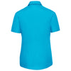 Russell Collection Women's Turquoise Short Sleeve Easy Care Poplin Shirt