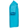 Russell Collection Men's Turquoise Short Sleeve Easy Care Poplin Shirt