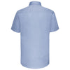 Russell Collection Men's Light Blue Short Sleeve Herringbone Shirt
