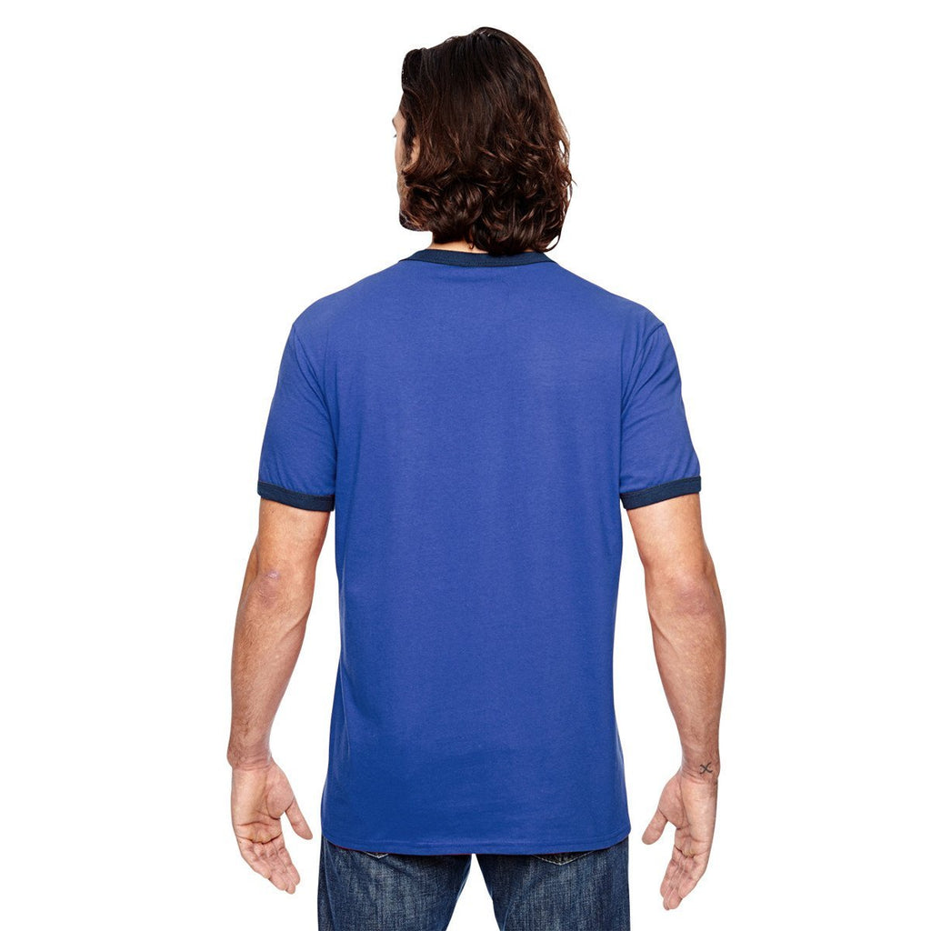 Anvil Men's Heather Blue/True Navy Lightweight Ringer T-Shirt