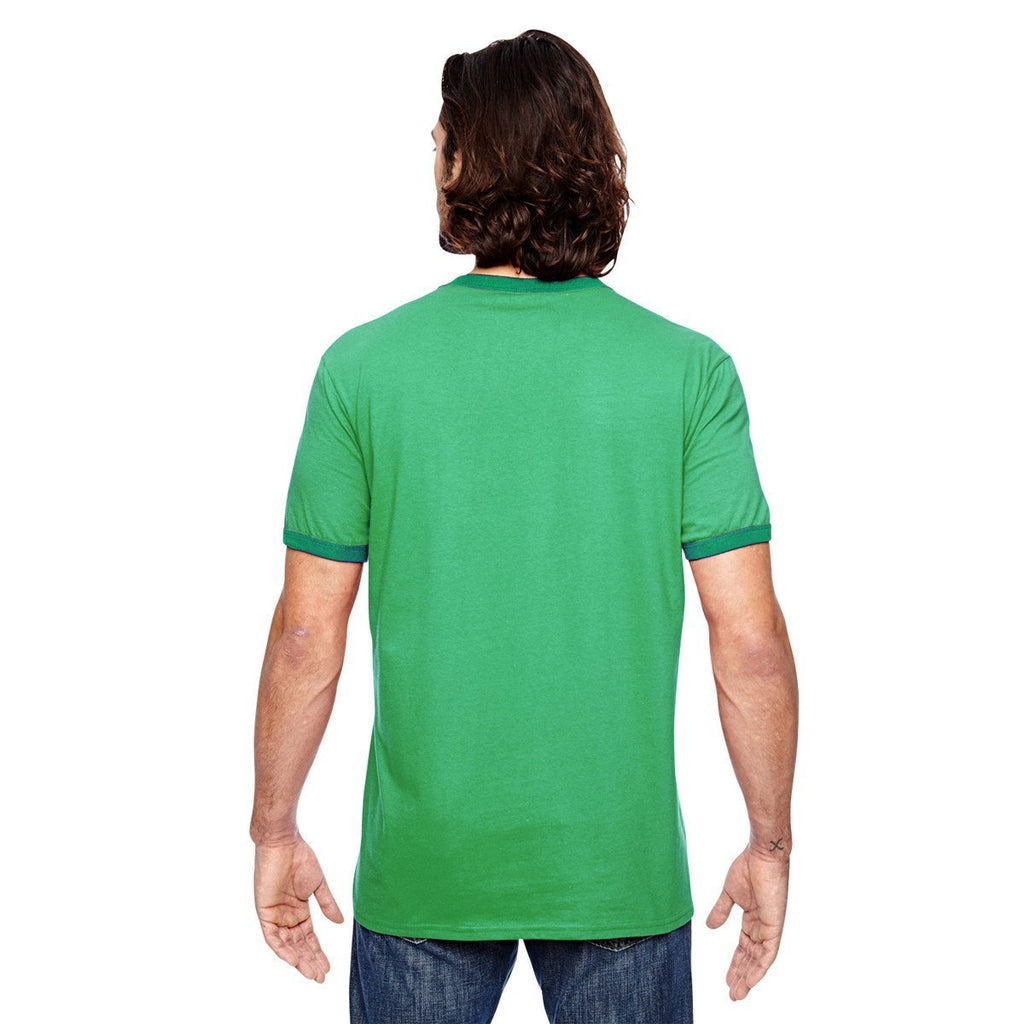 Anvil Men's Heather Grey/True Kelly Green Lightweight Ringer T-Shirt