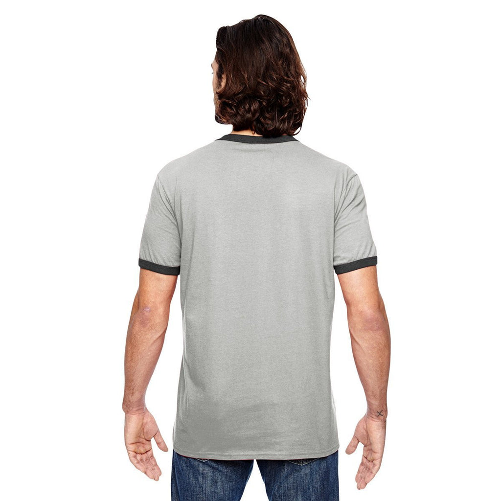 Anvil Men's Heather Grey/True Heather Dark Grey Lightweight Ringer T-Shirt