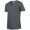 Gildan Men's Charcoal SoftStyle V Neck T-Shirt