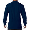 Gildan Men's Navy Long Sleeve Premium Cotton Double Pique Polo Shirt