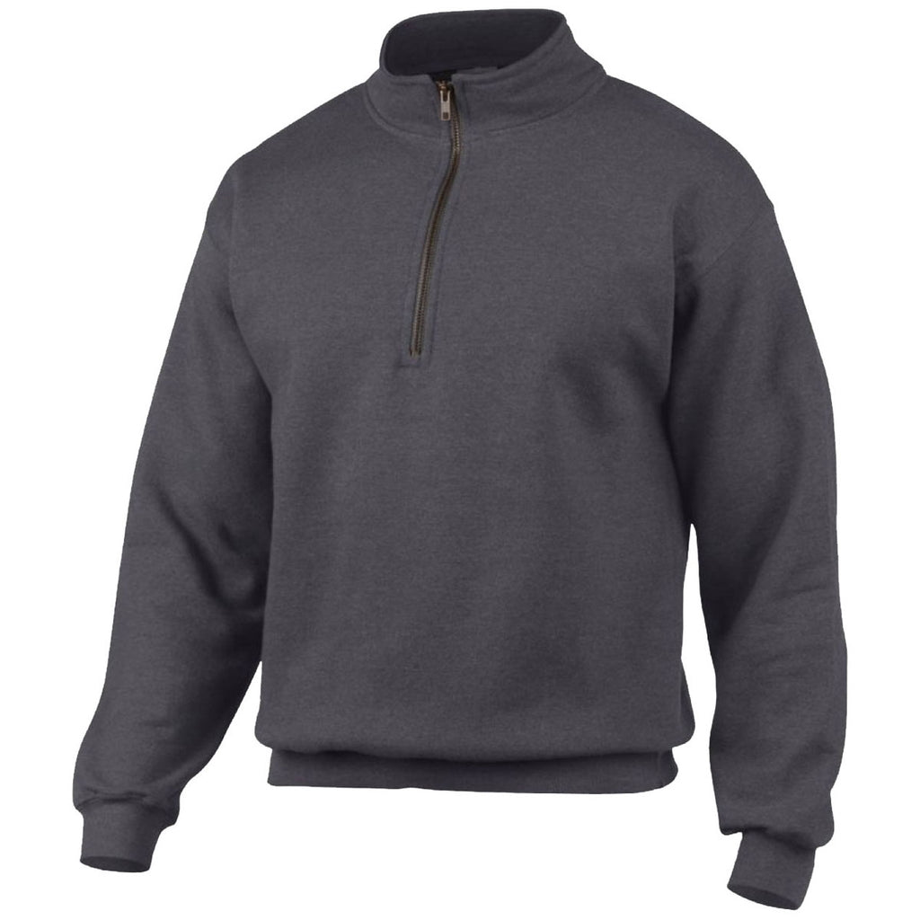 Gildan Men's Tweed Heavy Blend Vintage Zip Neck Sweatshirt