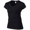 Gildan Women's Black SoftStyle V Neck T-Shirt
