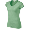 Gildan Women's Heather Irish Green SoftStyle V Neck T-Shirt