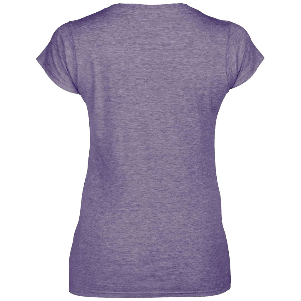 Gildan Women's Heather Purple SoftStyle V Neck T-Shirt