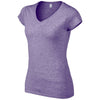 Gildan Women's Heather Purple SoftStyle V Neck T-Shirt