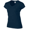 Gildan Women's Navy SoftStyle V Neck T-Shirt