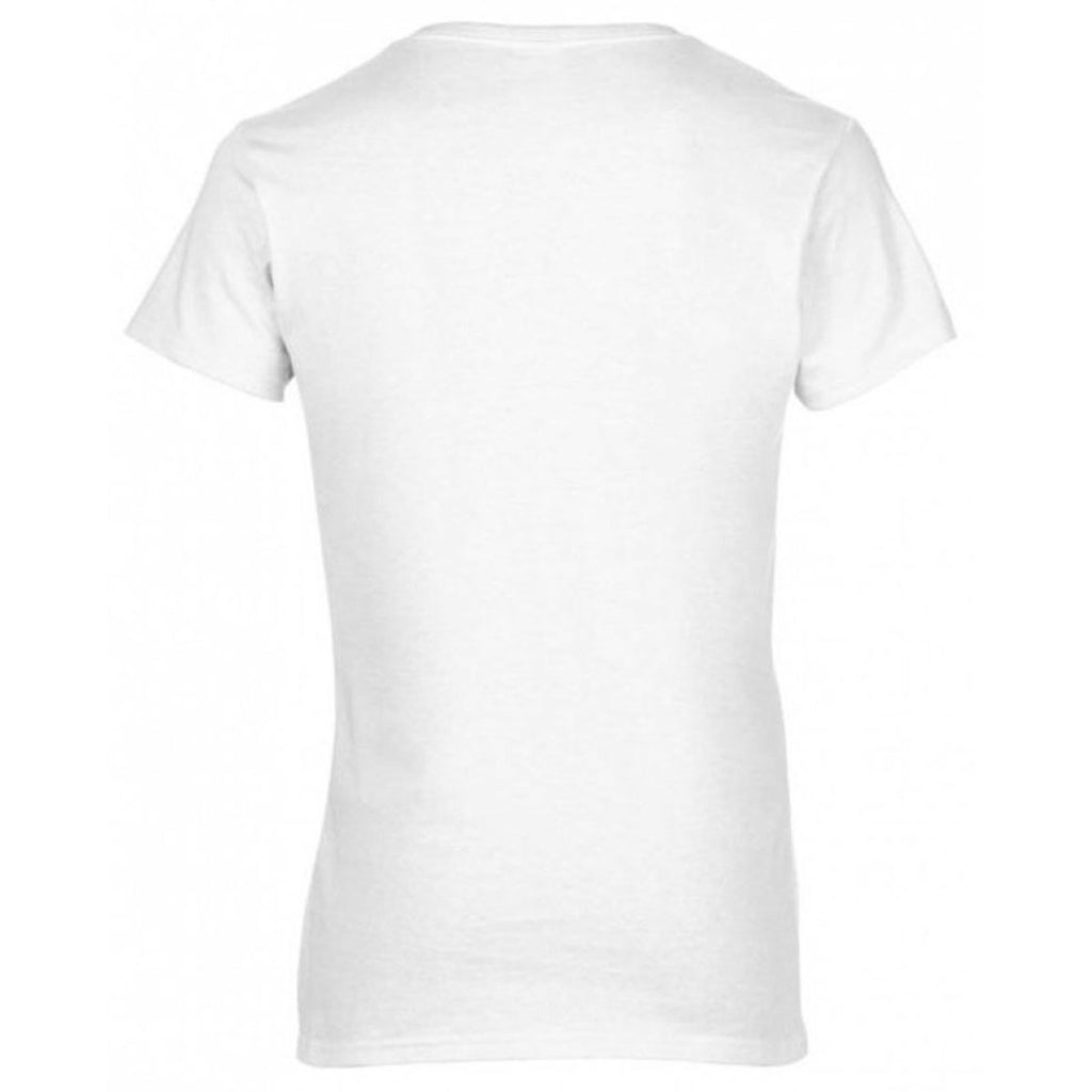 Gildan Women's White Premium Cotton V Neck T-Shirt