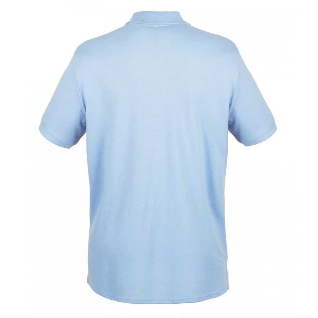 Henbury Men's Light Blue Modern Fit Cotton Pique Polo Shirt