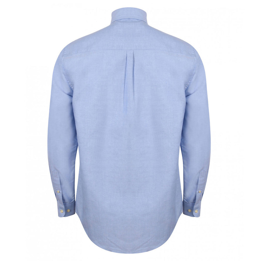 Henbury Men's Blue Modern Long Sleeve Classic Fit Oxford Shirt