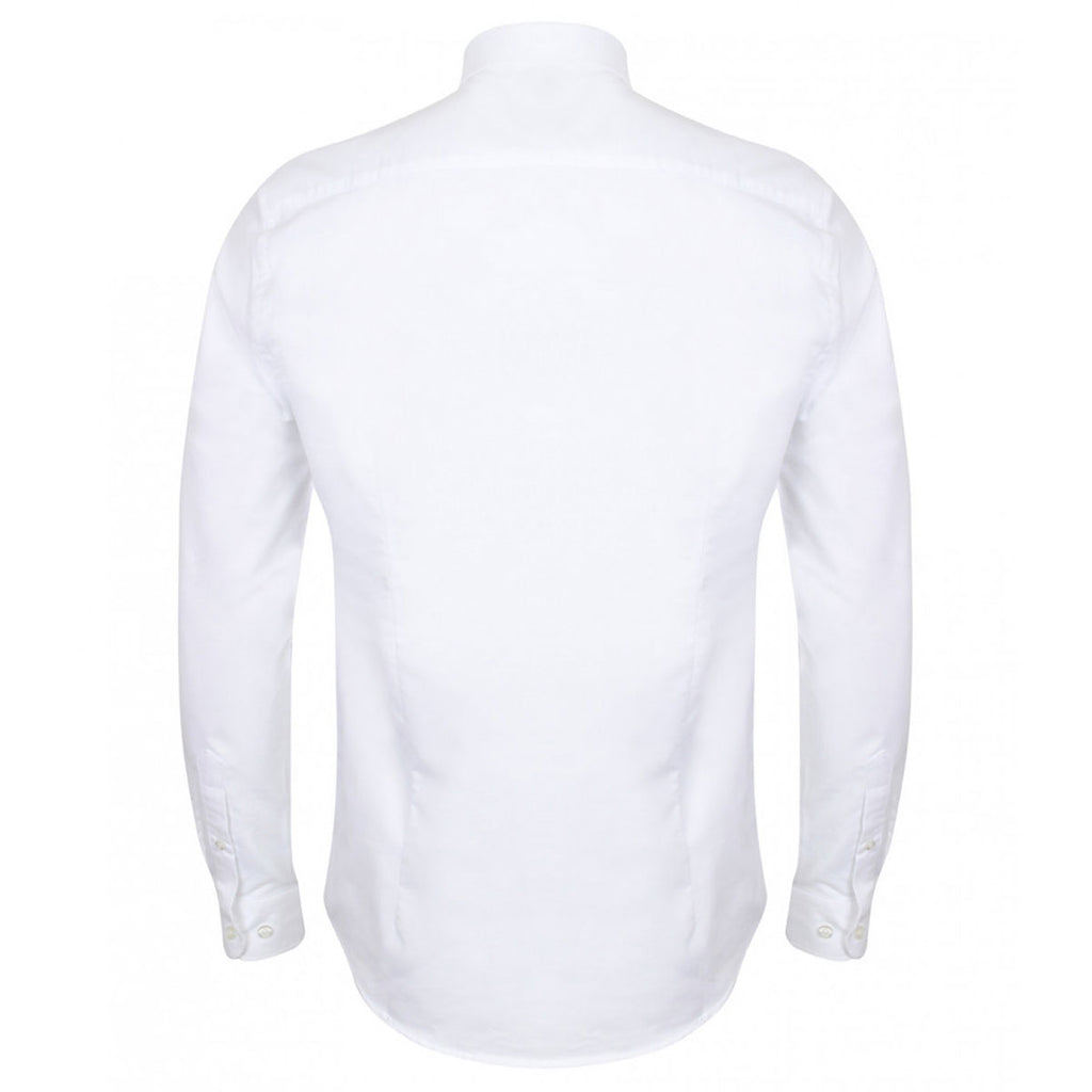 Henbury Men's White Modern Long Sleeve Slim Fit Oxford Shirt